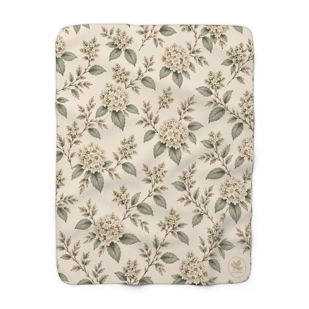 Vintage Hydrangea Sherpa Fleece Blanket, 50 × 60 in