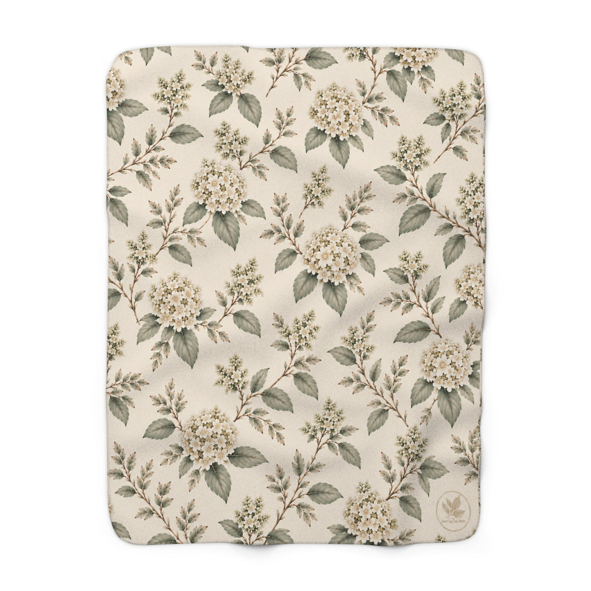 Vintage Hydrangea Sherpa Fleece Blanket, 50 × 60 in