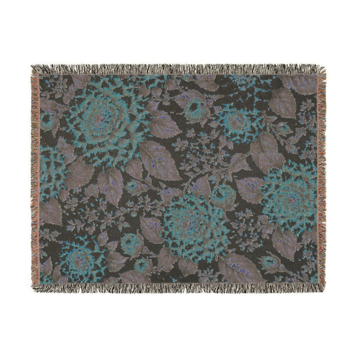 Hydrangea Woven Blanket — Vintage Floral Throw for Sofa & Bed