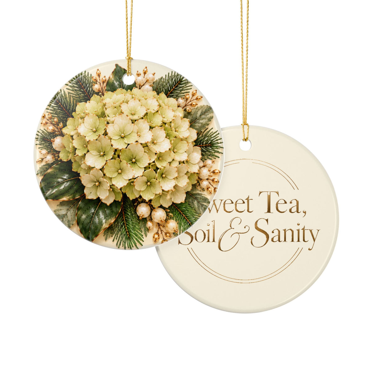 Sweet Tea, Soil & Sanity Floral Ceramic Ornament