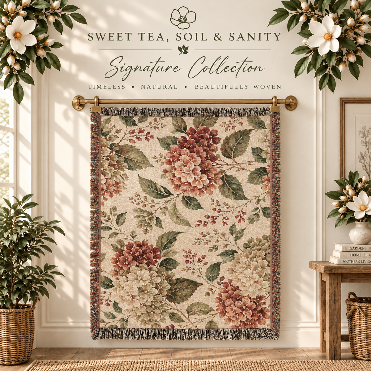 Vintage Floral Woven Blanket