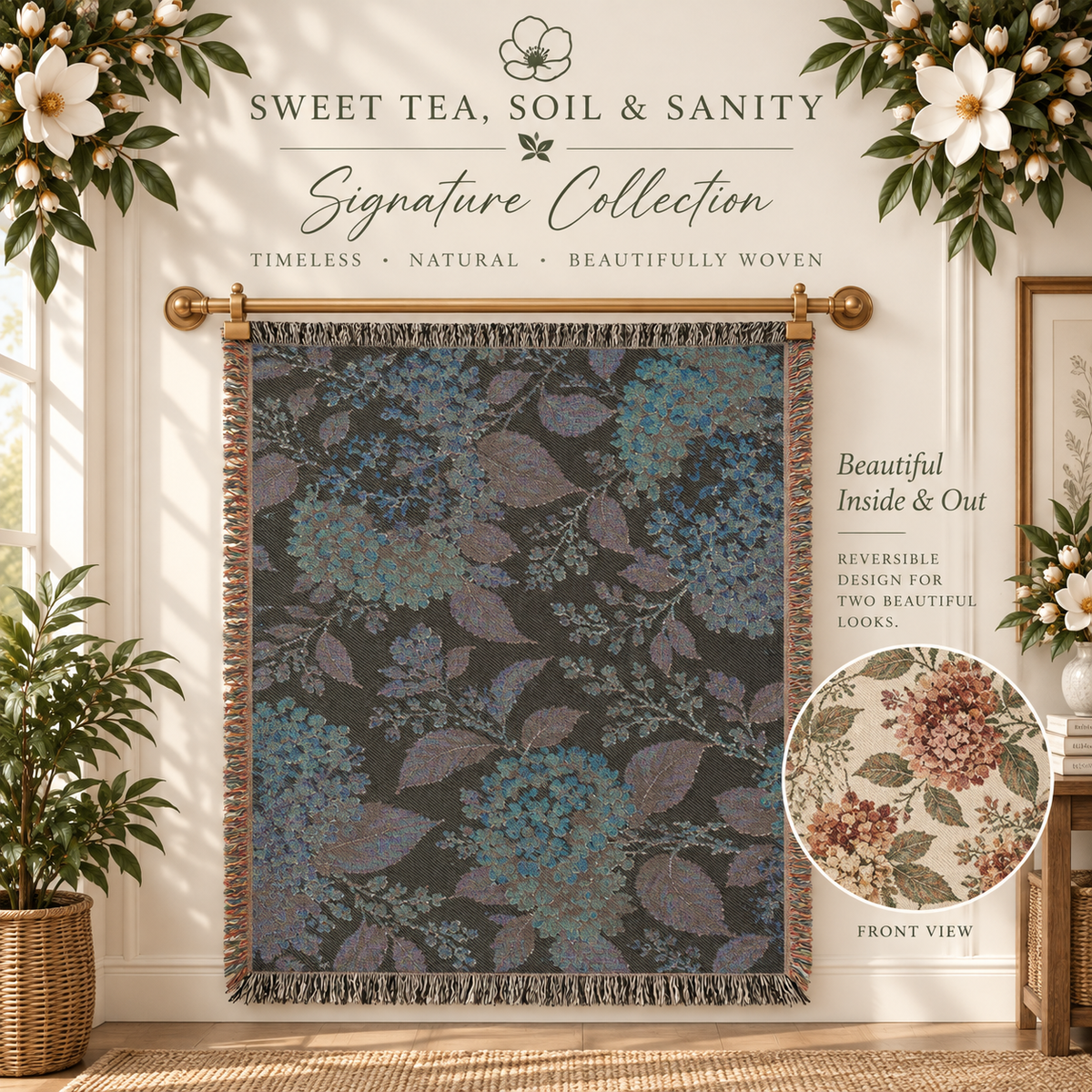 Vintage Floral Woven Blanket