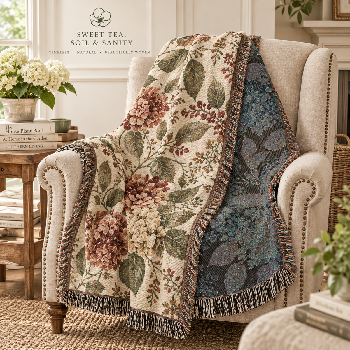 Vintage Floral Woven Blanket