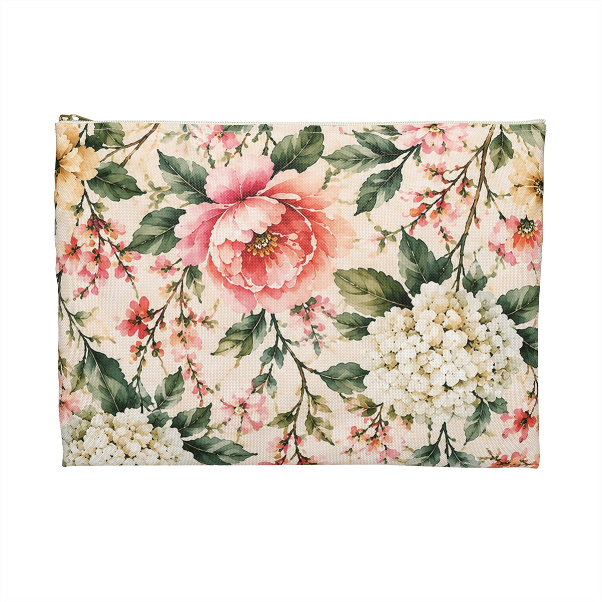 Floral Accessory Pouch – Vintage Watercolor Flower Makeup Bag