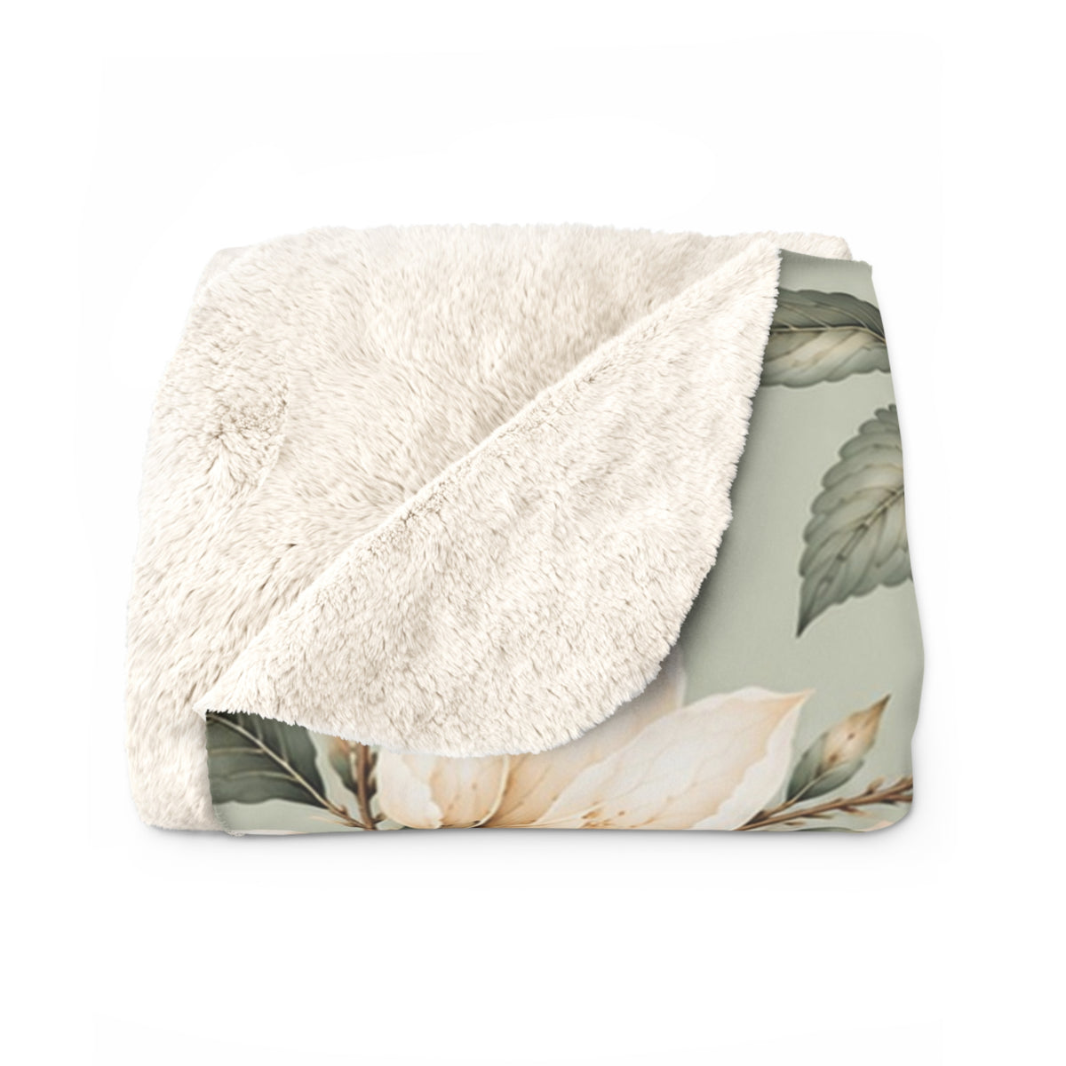 Magnolia Floral Sherpa Fleece Blanket, 50 × 60 in