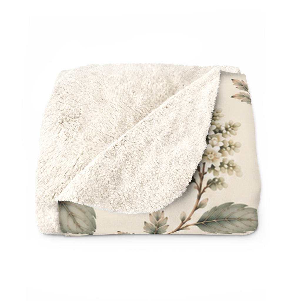 Vintage Hydrangea Sherpa Fleece Blanket, 50 × 60 in