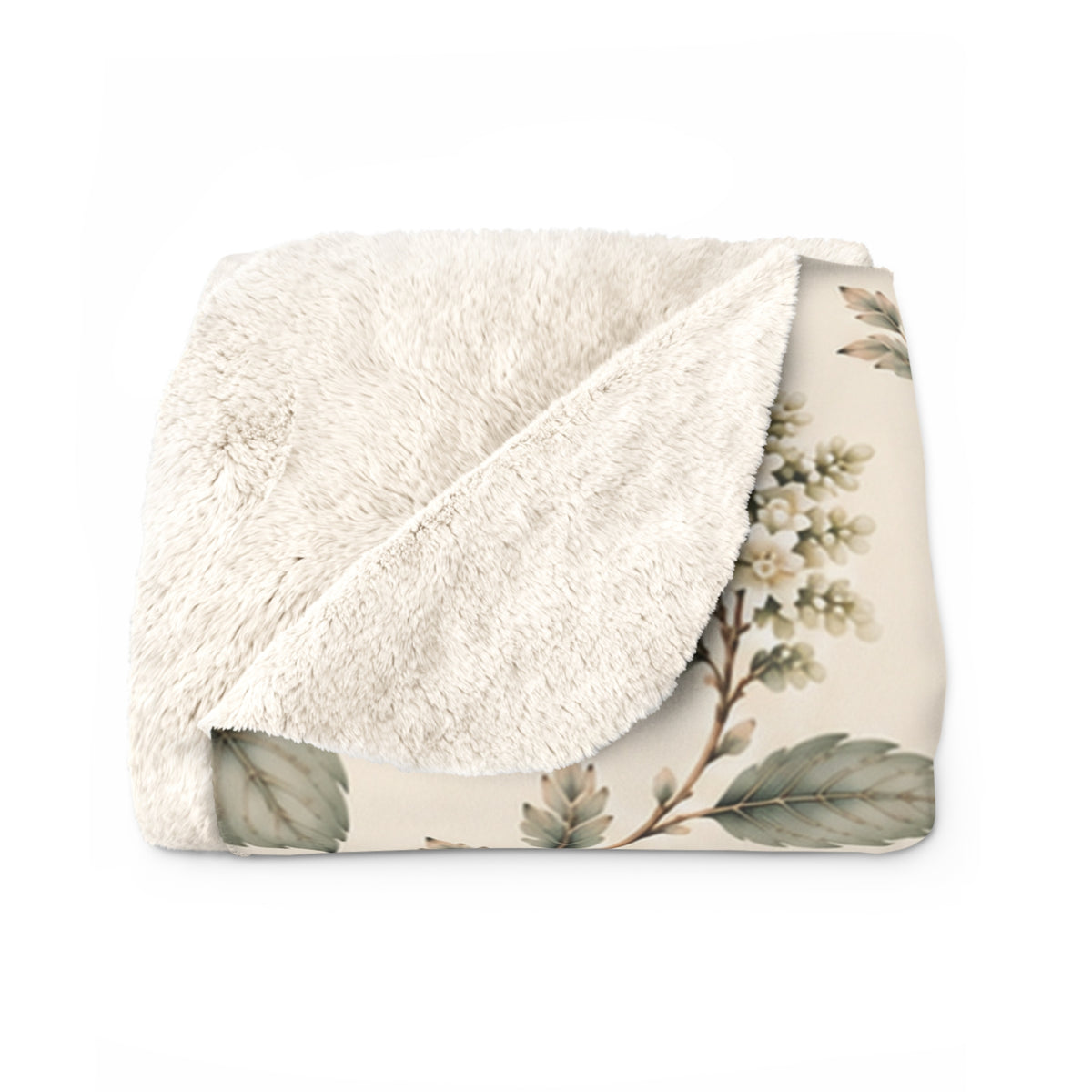 Vintage Hydrangea Sherpa Fleece Blanket, 50 × 60 in